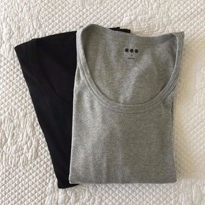 2 New Three Dots 3/4 Sleeve Scoop Neck Tees